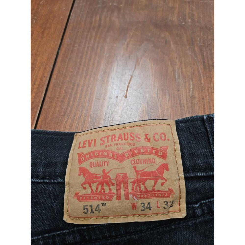 Levi's 514 Straight Fit Black Jeans Men's 34x32 Faded Black Denim - Picture 6 of 9